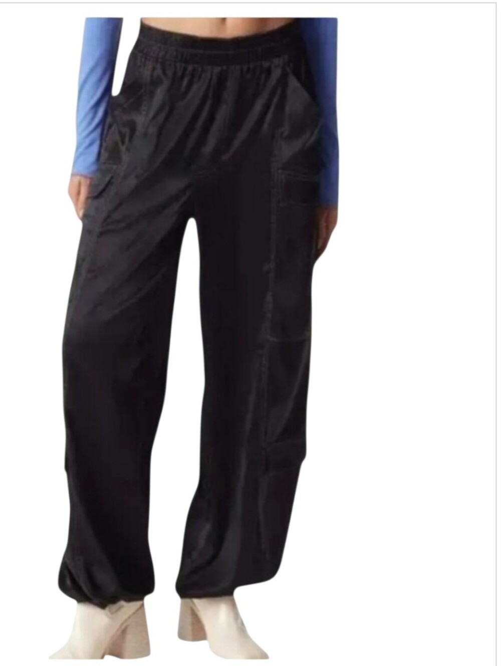 NWT Circus NY Sam Edelman High Rise Satin Cargo Pants Black Size M